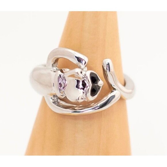 Vintage Silver Playful Racoon Ring Size 8 - T13 - Picture 3 of 4